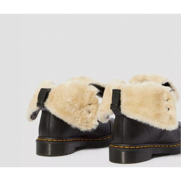 Dr. Martens Aimilita Faux Fur Lined Leather High Boots Black Milled Nappa Size 7 - Picture 3 of 10